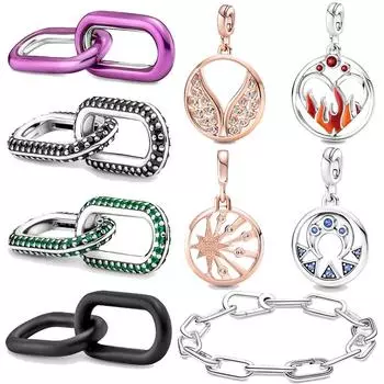 Серьги из стерлингового серебра 925 пробы с круглыми бусинами и подвесками-подвесками, двойная посадка, оригинальный браслет-цепочка, ювелирные изделия