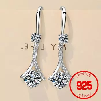 Серьги из стерлингового серебра 925 пробы, роскошные серьги с синим, розовым и белым кристаллом для женщин, модные ювелирные изделия синий