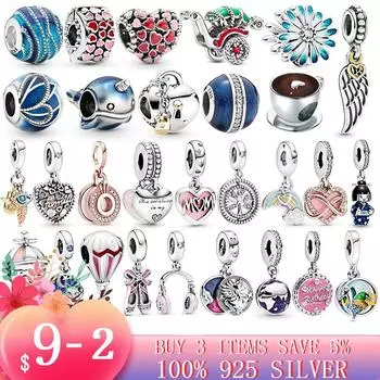 925 Sterling Silver Family coffee cup Heart unicorn enamel Dangle Charms Beads fit Original Bracelet Silver S925 Jewelry