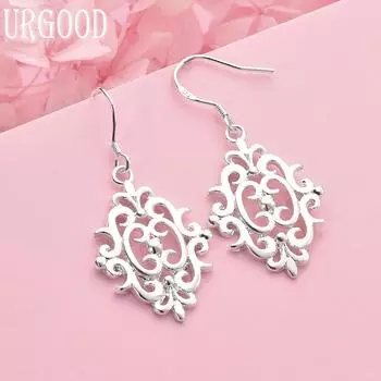 925 Sterling Silver Fashion Earrings Wedding Jewelry 4.40*1.70cm