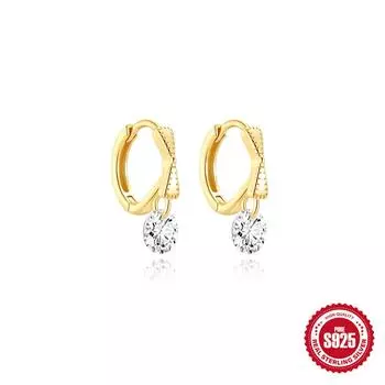 925 Sterling Silver Fashion High-End Fringed Rectangular Sterling Silver Women S Ear Buckle Niche Exquisite Non-Fading Zircon Earrings 925 Silver