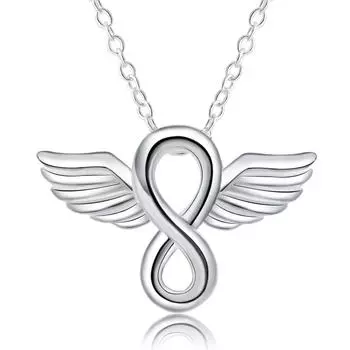 925 стерлингового серебра мода простые крылья ангела кулон ожерелье для женщин мужчин свадьба помолвка вечеринка ювелирные изделия подарок 45cm