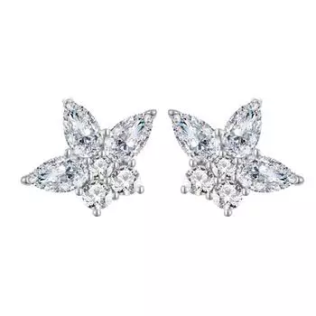 925 Sterling Silver Five-Star Stud Earrings Trendy Brand 18K Platinum Water Drop Earrings Fashion Super Flash Earrings 925 Silver