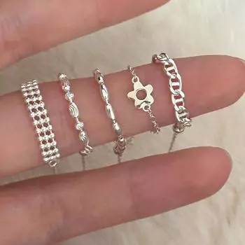 925 sterling silver flower ring women s niche design high-end engraved rice bead index finger ring pull adjustable new model opening adjustable