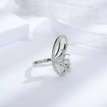 Кольцо из стерлингового серебра 925 пробы, французское элегантное кольцо с бабочкой, супер сказочное, модное, изысканное кольцо с бриллиантами, милые крылья, кольцо с открытой шинкой в виде капли воды opening adjustable