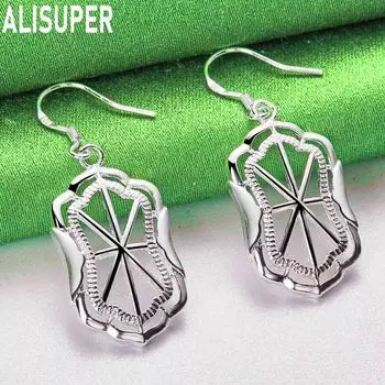 925 Sterling Silver Geometric Pendant Piercing Earrings Fashion Charm Wedding Jewelry 4.50*1.60cm