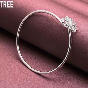 925 Sterling Silver Gold Flower Bracelet Fashion Charm Wedding Jewelry 63mm