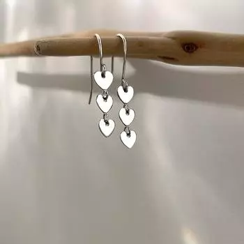 Серьги-подвески в форме сердца из стерлингового серебра 925 пробы, женские милые простые серьги для девушек, подарки серебряный