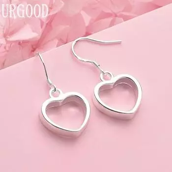 925 Sterling Silver Heart Earrings Wedding Jewelry 1.30*1.50cm