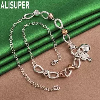 925 Sterling Silver Heart-shaped Lock Key Pendant 20 Inch Necklace Fashion Wedding Jewelry 50CM