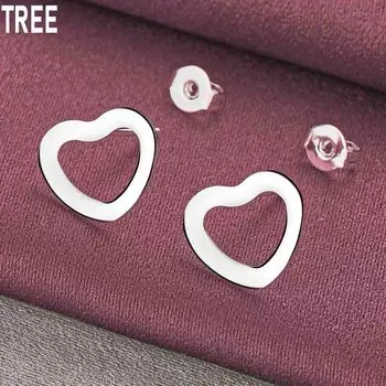 925 Sterling Silver Heart-shaped Piercing Earrings Fashion Charm Wedding Jewelry 1.00*1.00cm