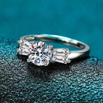 925 Sterling Silver High-End Dragonfly Wing Ring Women S Simple Super Flash T Square Diamond Open Ring Ring opening adjustable