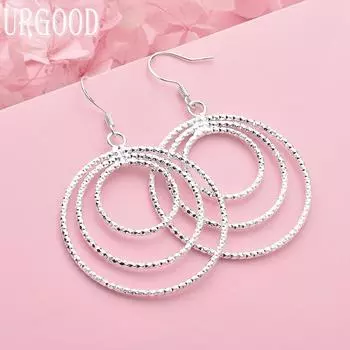 925 Sterling Silver Hoop Earrings Wedding Jewelry 6.30*4.00cm