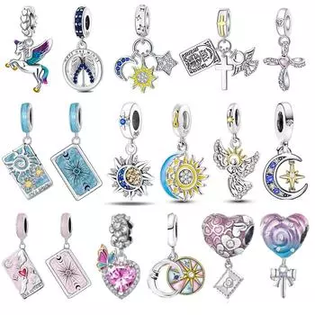 Стерлингового серебра 925 пробы, открытка «Надежда и мир», бусины «Солнце», ангел, подходят, очаровательные бусины, ожерелье, женские украшения «сделай сам»