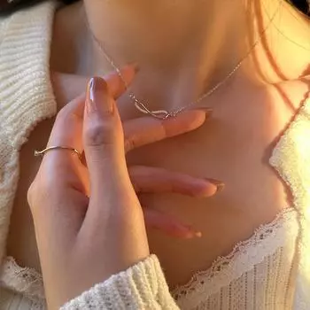 925 sterling silver infinite loop necklace women s high-end design sense light luxury summer new fashion collarbone chain neck chain 925 silver