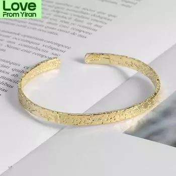 925 стерлингового серебра неровная поверхность браслет для женщин мужчин браслет модные ювелирные изделия регулируемый S -B458