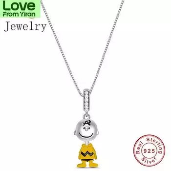925 Sterling Silver Little Enamel Boy All You Real Need Is Love Pendant Necklace For Women Girl Chain Choker Trinket Trends