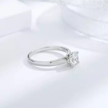 925 Sterling Silver Love Bud Ring Women S Plated 18K Simple Four-Claw Diamond Ring Simulation Diamond Love Wedding Ring No. 5