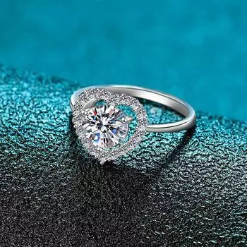 925 Sterling Silver Love Hemming Ring Women S Trend 18K Gold Heart-Shaped Wedding Ring Light Luxury One-Carat Peach Heart Diamond Ring No. 5