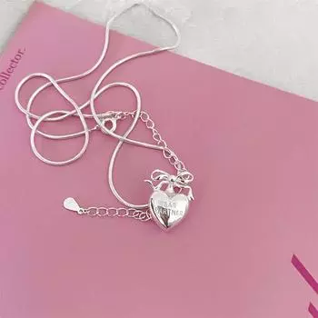 925 sterling silver love necklace female Mori versatile bow collarbone chain exquisite niche high-end new neck chain 925 silver