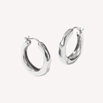 925 Sterling Silver Niche Design Earrings: French-Style, High-End, Minimalist Hoops for Women золотой