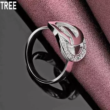 Кольцо из стерлингового серебра 925 пробы с круглым цирконием AAA, изысканное модное свадебное украшение 7#