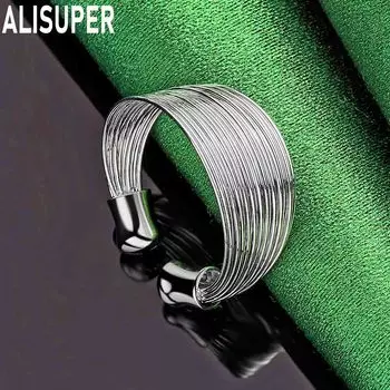 Кольцо из стерлингового серебра 925 пробы с несколькими линиями, модное, изящное, свадебное, ювелирное изделие 5#-10#