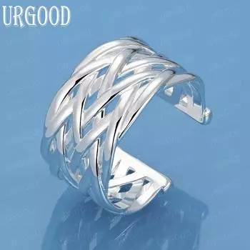 925 Sterling Silver Open Weave Ring Fashion Charm Wedding Jewelry 5#-10#