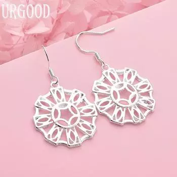 925 Sterling Silver Pendant Earrings Fashion Wedding Jewelry 4.30*2.50cm