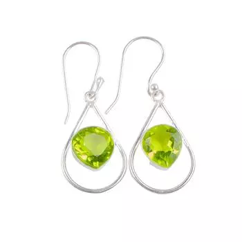 925 Sterling Silver Peridot Gemstone Handcrafted Jewelry Earrings 1.50 For Women EE-38-1