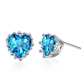 925 Sterling Silver Piercing Crystal Heart Stud Earrings for Women Girls Wedding Party Femme Jewelry pendientes eh831