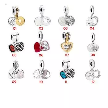 925 Sterling Silver Pink Friends Festive Love Clover Fashion Style Pendant DIY Jewelry