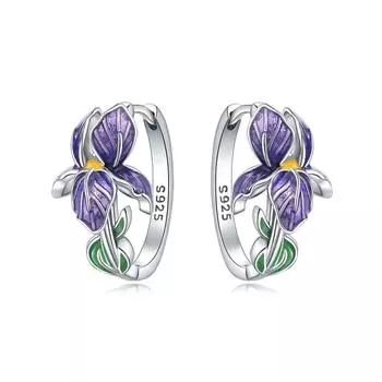 925 Sterling Silver Purple Flowers Series Earring Jewelry Versatile Hoop Earrings For Women Jewelry Fine Birthday Party Gifts