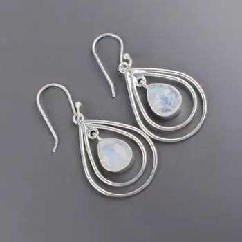 925 Sterling Silver Rainbow Moonstone Gemstone Jewelry Handmade Earrings 2.00 EE-34-30