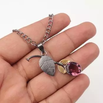 925 Sterling Silver Rhodolite Gemstone Pendant Stylish Jewelry Anniversary Gift PP-55-3