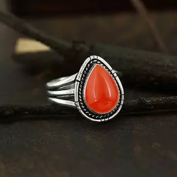 925 Sterling Silver Ring, Carnelian Ring, Handmade Ring, Statement Ring, Anniversary Gift, Women Ring 6