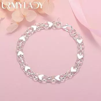 Романтичный браслет в форме сердца из стерлингового серебра 925 пробы для женщин, модные украшения, свадебные вечеринки, подарки на День святого Валентина