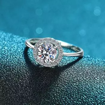 Круглое кольцо-сумка из стерлингового серебра 925 пробы, женское модное кольцо с бриллиантом в один карат, четыре когтя, кольцо с бриллиантами в виде ряда из 18-каратного золота No. 5