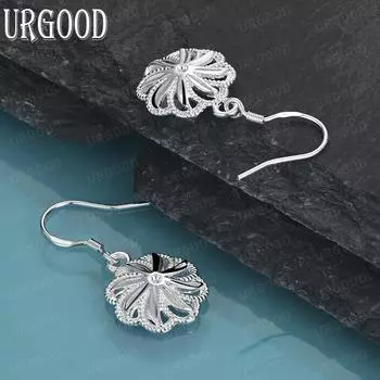 925 Sterling Silver Round Circle Drop Earring Fashion Charm Exquisite Jewelry 1.00*1.00cm