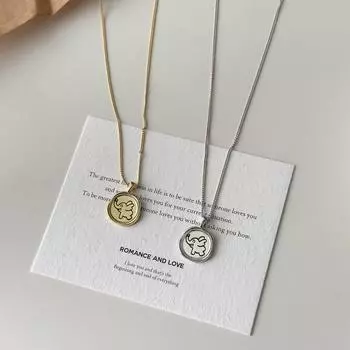 925 sterling silver round Dumbo pendant fashionable necklace with ins simple high-end niche design cute Internet celebrity 925 silver