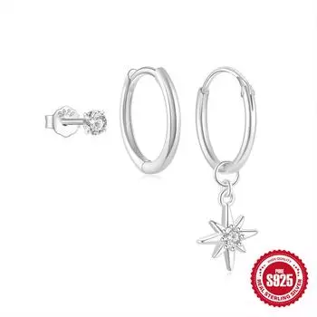 925 Sterling Silver Simple Daily Matching Round Bead Stud Earrings Classic Earrings Women S Bright Silver Plating White 3-Piece Earrings Cover 925 Silver