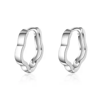 Маленькие круглые серьги-кольца из стерлингового серебра 925 пробы с геометрическими украшениями в форме цветка для подарка на день рождения S-E930 серебряный