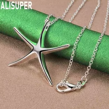 Ожерелье с подвеской в виде морской звезды из стерлингового серебра 925 пробы, модные свадебные украшения O-40CM