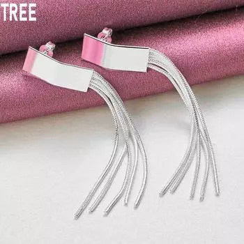 925 Sterling Silver Snake Chain Pendant Piercing Earrings Exquisite Charm Fashion Wedding Jewelry 7.20*0.70cm