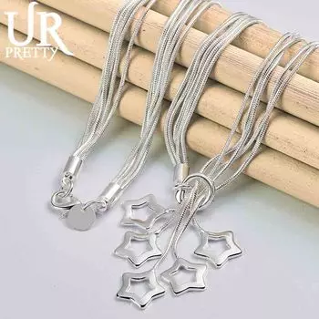 Ожерелье-змея из стерлингового серебра 925 пробы со звездой, модные свадебные украшения 45CM