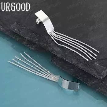 925 Sterling Silver Snake Chain Wedding Pendant Piercing Earrings Fashion Wedding Jewelry 7.20*0.70cm