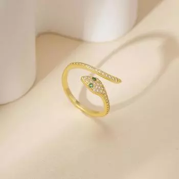 925 sterling silver snake ring snake ring female green eye zircon spirit snake ring personality niche finger ring jewelry adjustable opening белого золота