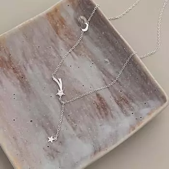 925 sterling silver star moon necklace women s light luxury niche zircon collarbone chain high-end temperament meteor neck chain new 925 silver