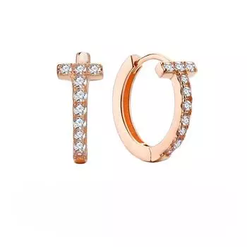 925 Sterling Silver T-Shaped Earrings Exquisite Rose Gold Letter Ear Buckle Niche Design Ins Double T Earrings 925 Silver