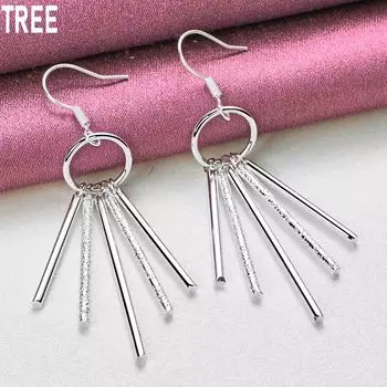 925 Sterling Silver Tassel Piercing Earrings Exquisite Charm Fashion Wedding Jewelry 1.50*4.80cm